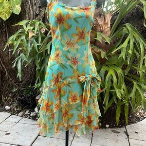 Tropical Luau Party Dress - Floral Silk
